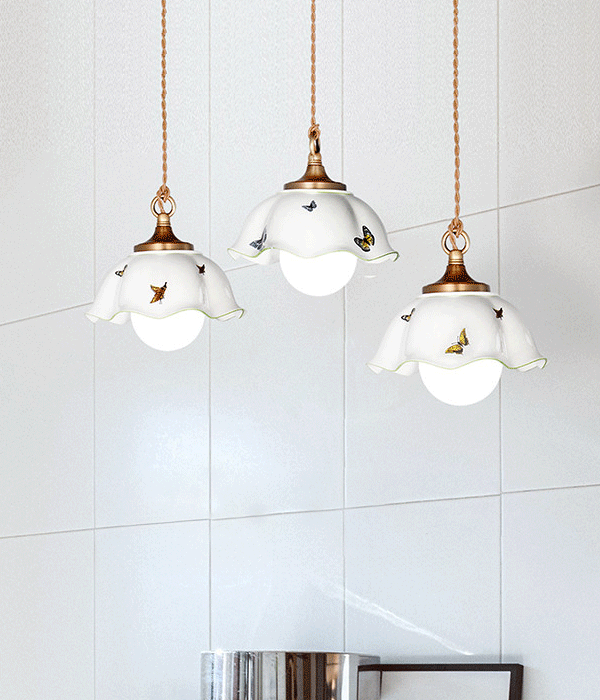 버터린 3등 도자기식탁등 펜던트조명